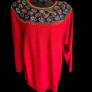 Vintage Victoria Harbour red embellished sweater